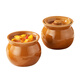 Stew pot for stewing household steamed egg custard over water, small crock pot steaming pot, ceramic one-server with lid, soup and egg custard, thickened version, crock pot stew pot (brown), single pack 500ml