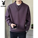 Playboy (PLAYBOY) Henry collar sweatshirt men's spring and autumn 2025 new small shirt stand-up collar top long-sleeved T-shirt men's bottoming shirt black M (about 90~115Jin Jin equals 0.5kg can be worn)