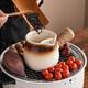 Cooking tea around the stove, roasting milk tea cans, stove, household tea-making utensils, high temperature resistance, tea stalls, tea grills, stoves, gradient stripes - small roasted milk pot + lid + 6 pumpkin cups 650ml