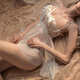Luo Manxi sexy lingerie, sexy suspender nightgown with bow tie on the chest, see-through pajamas, sm role play uniform, temptation open file, no need to take off thong passion suit