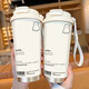 Heenoor niedlicher Ghost Thermometer hochpräziser Student Edelstahl tragbare neue doppelte Trinkkaffeemänner und Frauen Strohwasserbecher BXAB13798 Ghost + mit Lanyard Ceramic Innenboden