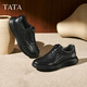 TATA 2025 Autumn Shopping Mall Same Style Comfortable and Versatile Casual Men's Shoes New Genuine Leather Business Casual VMV01CM5 Black 41