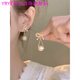 YRYE gold store model 999 sterling silver pure silver bow freshwater pearl earrings new French square round face trendy earrings bow pearl tassel earrings