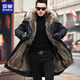 Romon mink fur coat for men winter mink fur all-in-one coat mid-length removable liner thickened fur coat black shell + mink fur liner (mid-length) 4XL 166-185Jin Jin equals 0.5 kg