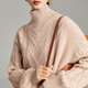 PALUOPO half turtleneck cable knitted sweater for women winter new loose casual warm pullover knitted cashmere sweater for women ET21322R light rice XL 170/110