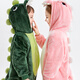Domyowu dinosaur pajamas children's one-piece coral velvet boys and girls thickened baby cartoon animal one-piece home clothes pink 130 cm