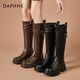 Daphne autumn and winter new women's shoes long Martin boots zipper fashion casual versatile single boots women's black 37