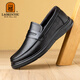 Alte Mann des Mannes (Laorentou) Herrenschuhe 6182025 Frühling neuer Männer lässige Lederschuhe Vielseitige Business Dad Schuhe Ll15272 Black_ Hollow 40