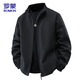 ROMON flight jacket men's autumn and winter business jacket men's commuter casual stand-up collar top men's black 3XL