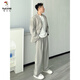 Woodpecker (TUCANO) double-breasted suit suit men's spring and autumn Korean style handsome casual suit loose jacket trend apricot gray suit L recommended 135-155 Jin Jin equals about 0.5 kg