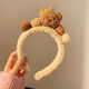 Cute Bear Headband Autumn and Winter Plush Washing Headband Cute Colorful Cartoon Headband Girl Versatile Hairpin Rice Powder Pudding Bear Headband