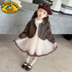 G.duck Girls' Western-style Autumn Dress Set 2025 New Children's Fashionable Princess Dress Baby Girl Spring and Autumn Dress Trendy Brown 120 cm