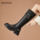 Daphne autumn and winter new women's shoes long Martin boots zipper fashion casual versatile single boots women's black 37