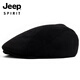 JEEP fashion suede beret men's autumn and winter retro peaked cap casual painter forward cap elastic head circumference black - suede peaked cap one size adjustable