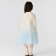Balabala Children's Clothes Children's Dress Girls Autumn and Winter Princess Dress Gradient Mesh Skirt Knitted Splicing Western Style White and Blue Tone 00318 100