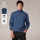 HAZZYS Men's Autumn Casual Top Simple Stand Collar Long Sleeve Sweatshirt Men ABTZE0BDF33 Blue BL L (175/96A 48)