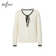 
Eifli (eifini) Eifli exquisite lace-up round neck contrasting bow mulberry silk jacquard sweater knitted sweater 2025 autumn new style beige M