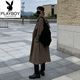 Playboy (PLAYBOY) British style windbreaker drapey mid-length coat men's spring and autumn thin coffee color Crusu coat coffee color S