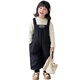 G.DUCKKIDS baby down overalls, boys and children's suspender long pants, girls' casual pants, baby winter belly protection warm pants, black 90, recommended age is about 1 and a half years old
