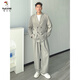 Woodpecker (TUCANO) double-breasted suit suit men's spring and autumn Korean style handsome casual suit loose jacket trend apricot gray suit L recommended 135-155 Jin Jin equals about 0.5 kg