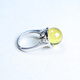 Yuze natural ore amber blue amber round beads 5A water purification S925 silver inlaid ring for women with open opening, fashionable and versatile, high quality