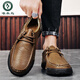 
Woodpecker casual leather shoes for men 2025 new breathable outdoor sports lazy bean shoes genuine leather soft sole anti-slip trend black [9903 four seasons] 39