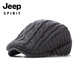 JEEP knitted woolen hat British beret women's versatile forward hat ear protection plus velvet warm men's peaked cap autumn and winter dark gray M (56-58cm)