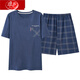 Langsha Pyjamas Herren Sommer Pure Cotton Shorts Home Clothes Home's Summer Full Cotton Dünn großer Anzug HD9934 L