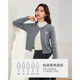 IEF/Aiyifu 2025 New Autumn Woolen Jacket Women's Korean College Style Fashion Embroidered Knitted Cardigan Navy Blue One Size