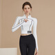 Youyou Yoga Wear Top New Jacket Sports Fitness Long Sleeve Top Slim Fashion Pilates Training Yoga Suit White Top + Black Striped Pants Thin Velvet S