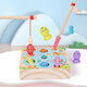 Sangetian Children's Magnetic Fishing Toy Early Education Enlightenment Magnetic Absorption Wooden Fish Catching Insect Parent-Child Hand-Eye Coordination Fine Movement Fun Fishing Insect Catching Game (Solid Wood Thick Bottom)