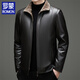 Luo Meng Haining imitation leather leather jacket men's fur one-piece plus velvet thickened dad's clothing middle-aged and elderly leather jacket men's leather jacket black M