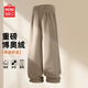 MINISO casual pants men's heavyweight versatile trendy autumn and winter youth knitted brushed straight trousers black M