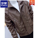 ROMON Korean style stand-up collar trendy brand handsome men's PU leather jacket, slim and versatile autumn and winter youth Douyin fashionable leather jacket, brown plus velvet S Weight (95-110) Jin Jin is equal to 0.5 kg