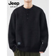 JEEP SPIRIT Jeep Henry Collar Sweater Men's Autumn and Winter Fashionable Casual Japanese Style Bottoming Wool Sweater Men's JRMM04 Black M 90-110Jin Jin is equal to 0.5 kg