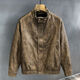 German high-durability washed handsome motorcycle PU leather jacket men's spring and autumn style American windproof leather jacket for men brown handsome loose version 3XL 3XL recommended weight 145-160Jin Jin is equal to 0.5 kg
