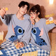 Gongdie thermal storage type Disney Stitch couple pajamas for women soft winter half velvet home clothes for men