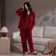 Xihong couple pajamas spring and autumn pure cotton plus size wedding suit red zodiac year for men and women high-end 2217-2218 gift box 3XL women's 160-180Jin Jin is equal to 0.5 kg