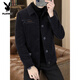 Playboy Winter Warm Plus Velvet Thick Woolen Jacket Men's Slim Casual Lapel Jacket Winter Short Woolen Coat Gray # Velvet L 110-130