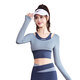 Autumn and winter yoga wear tight jacket sports long-sleeved top professional Pilates training running fitness pants suit for women long-sleeved top milk purple 2XL recommended 130-145Jin Jin equals 0.5 kg