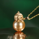 Lanlian Fubao deep ocean gold bead necklace pendant for women 18k gold gourd design as a birthday gift for girlfriend 11-12mm