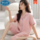 Palanduo 100 pijamas de algodón Xinjiang para mujer pantalones cortos de verano de manga corta cárdigan de gran tamaño para mujeres jóvenes y de mediana edad traje ropa exterior hogar n9896 pantalones cortos de manga corta cárdigan M (80-100 Jin Jin es igual a 0,5 kg)