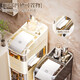 Bathroom bathroom storage rack toilet multi-layer sandwich storage cabinet storage rack toilet kitchen side storage cabinet cream 19cm width 3 layers/including hidden pulleys