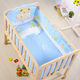 Tongjian crib solid wood paint-free environmentally friendly baby bed crib rocker baby cradle bed bed + mosquito net + three bears five-piece set single-layer large bed 102x60 0-3 years old
