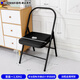 He Jiagong thickened folding chair Yoga assistive device Pilates multifunctional PU surface auxiliary folding yoga stool 22 round yoga folding chair - single beam black