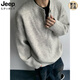 JEEP SPIRIT cleanfit heavyweight sweater jacket men's American lazy style retro Henry collar single-breasted sweater gray upgraded high-quality sweater M
