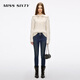 MISS SIXTY2025 Winter New Composite Velvet Jeans Women's Double Button Waist Slimming Small Feet Pencil Pants Dark Blue 24