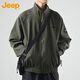 Jeep (JEEP) jacket men's autumn and winter jacket men's loose trendy handsome stand-up collar casual clothes men's military green XL
