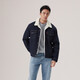 Levi's 25th autumn and winter new men's loose casual thick coat imitation sherpa denim jacket dark blue XS