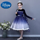 Disney (DISNEY) Elsa Princess Dress Girls Frozen 2 Autumn and Winter Style Elsa Dress Velvet Performance Dress 8096 Sapphire Blue Gradient 100 cm